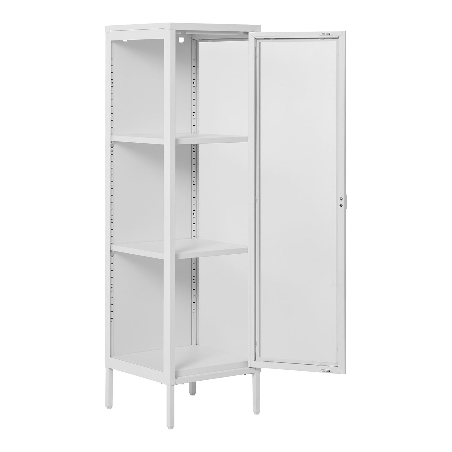 Brisbane Narrow Display Cabinet with Glass Door, White — 40 × 35 × 140 cm