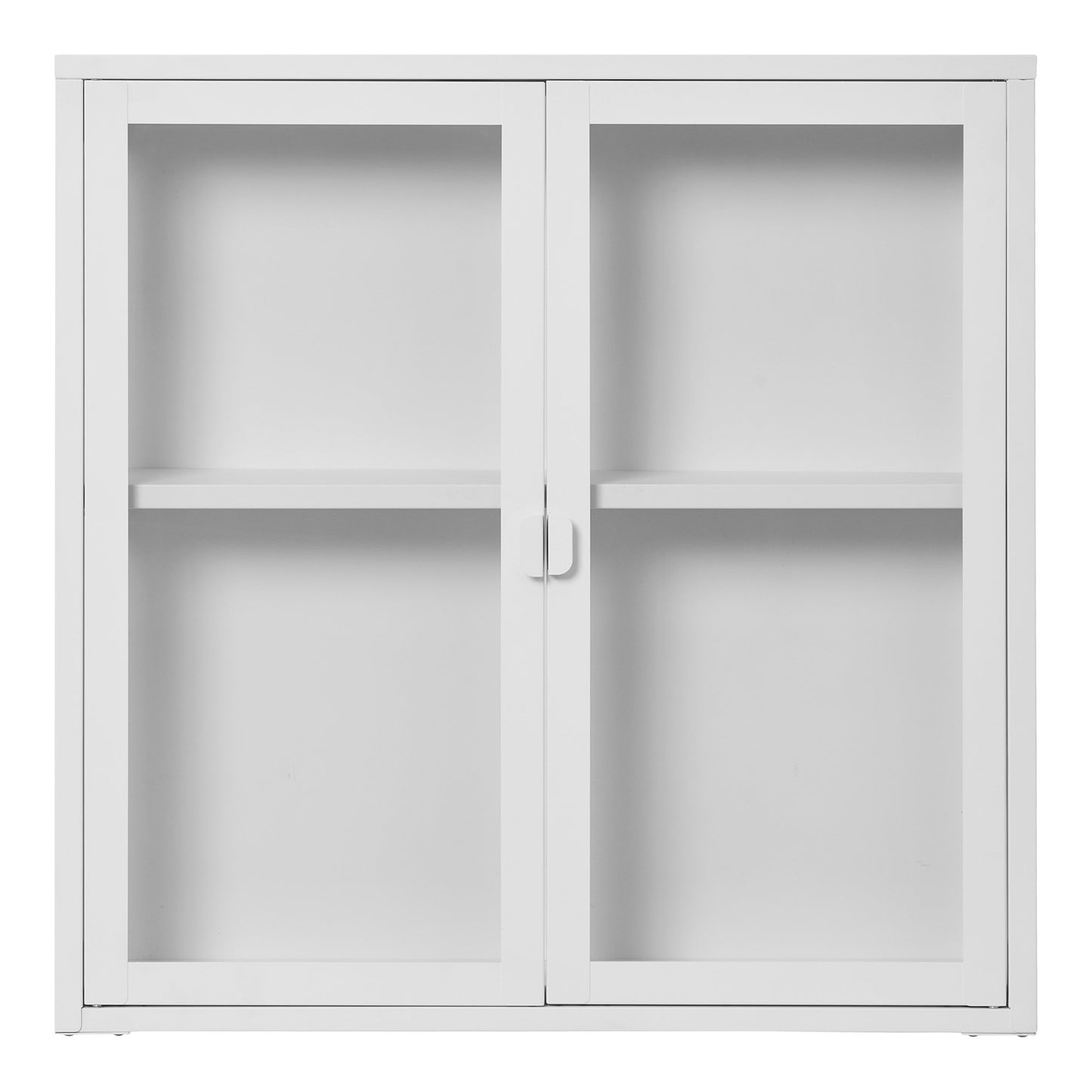 Brisbane Wall-mounted Display Cabinet in White Steel with 2 Glass Doors — 80 × 18 × 80 cm