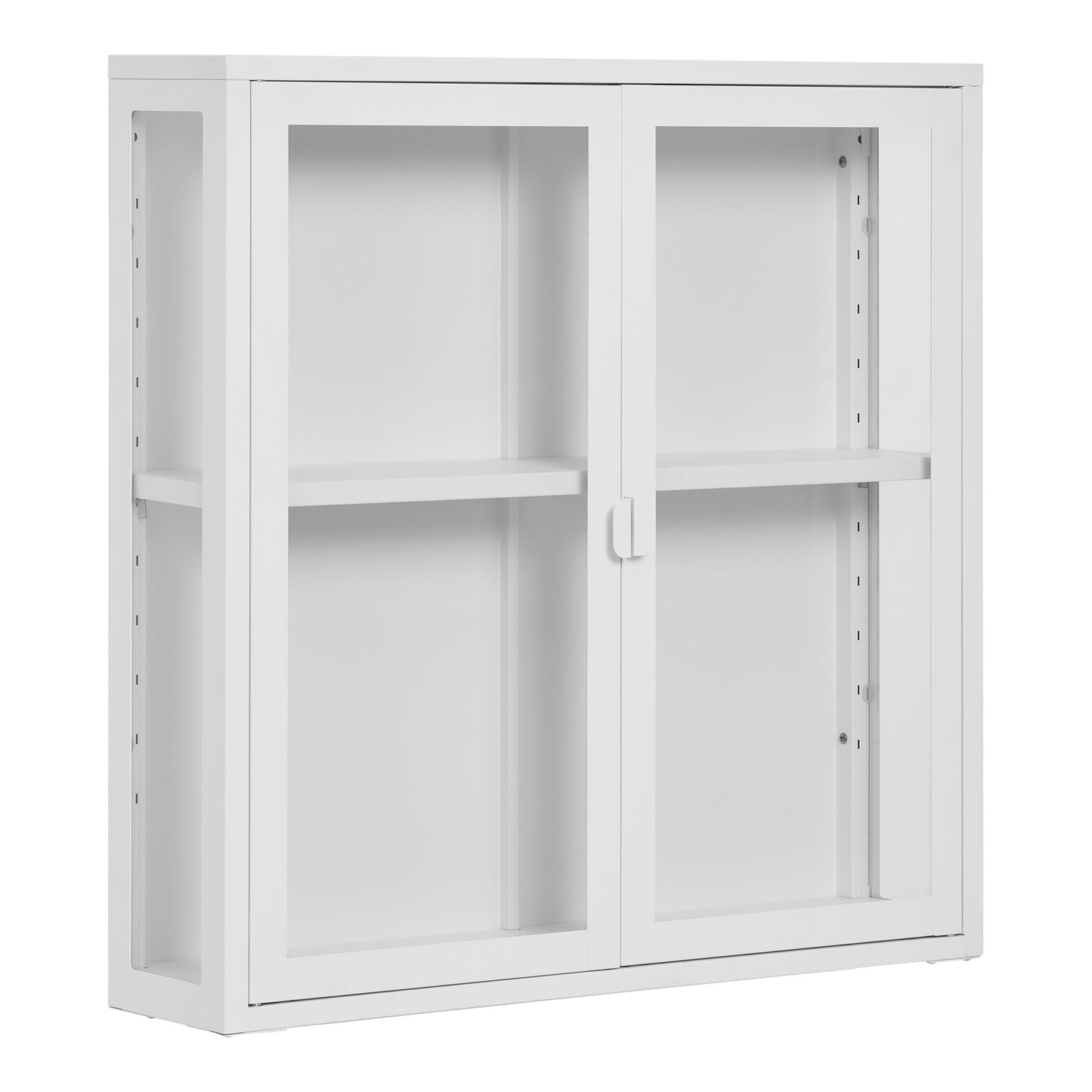 Brisbane Wall-mounted Display Cabinet in White Steel with 2 Glass Doors — 80 × 18 × 80 cm