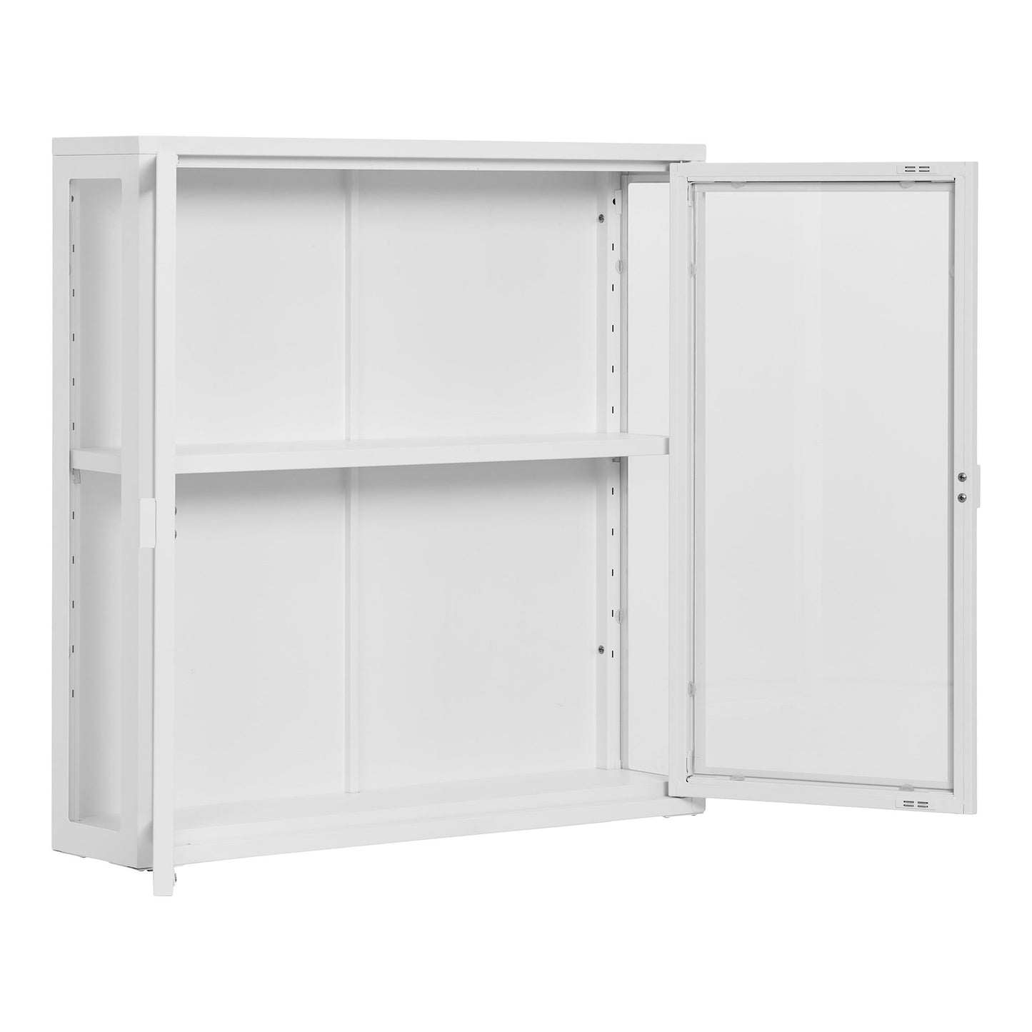 Brisbane Wall-mounted Display Cabinet in White Steel with 2 Glass Doors — 80 × 18 × 80 cm
