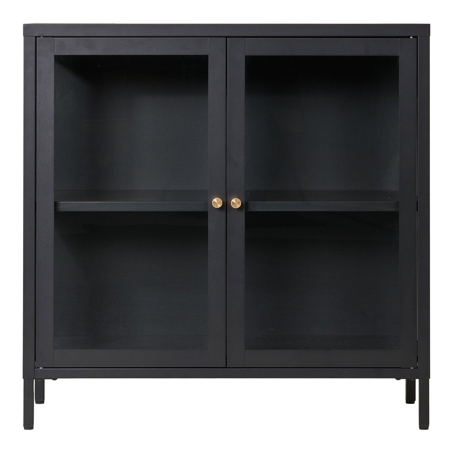 Dalby Black Steel Cabinet with 2 Glass Doors — 80 × 35 × 80 cm