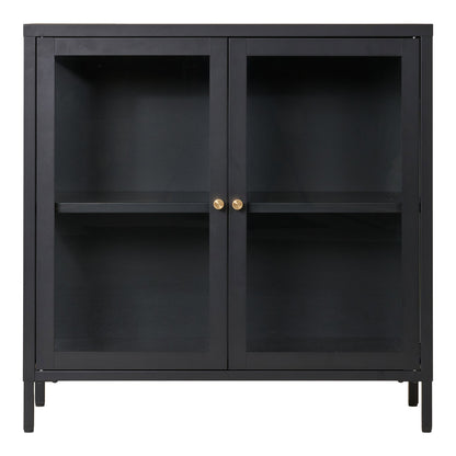 Dalby Black Steel Cabinet with 2 Glass Doors — 80 × 35 × 80 cm