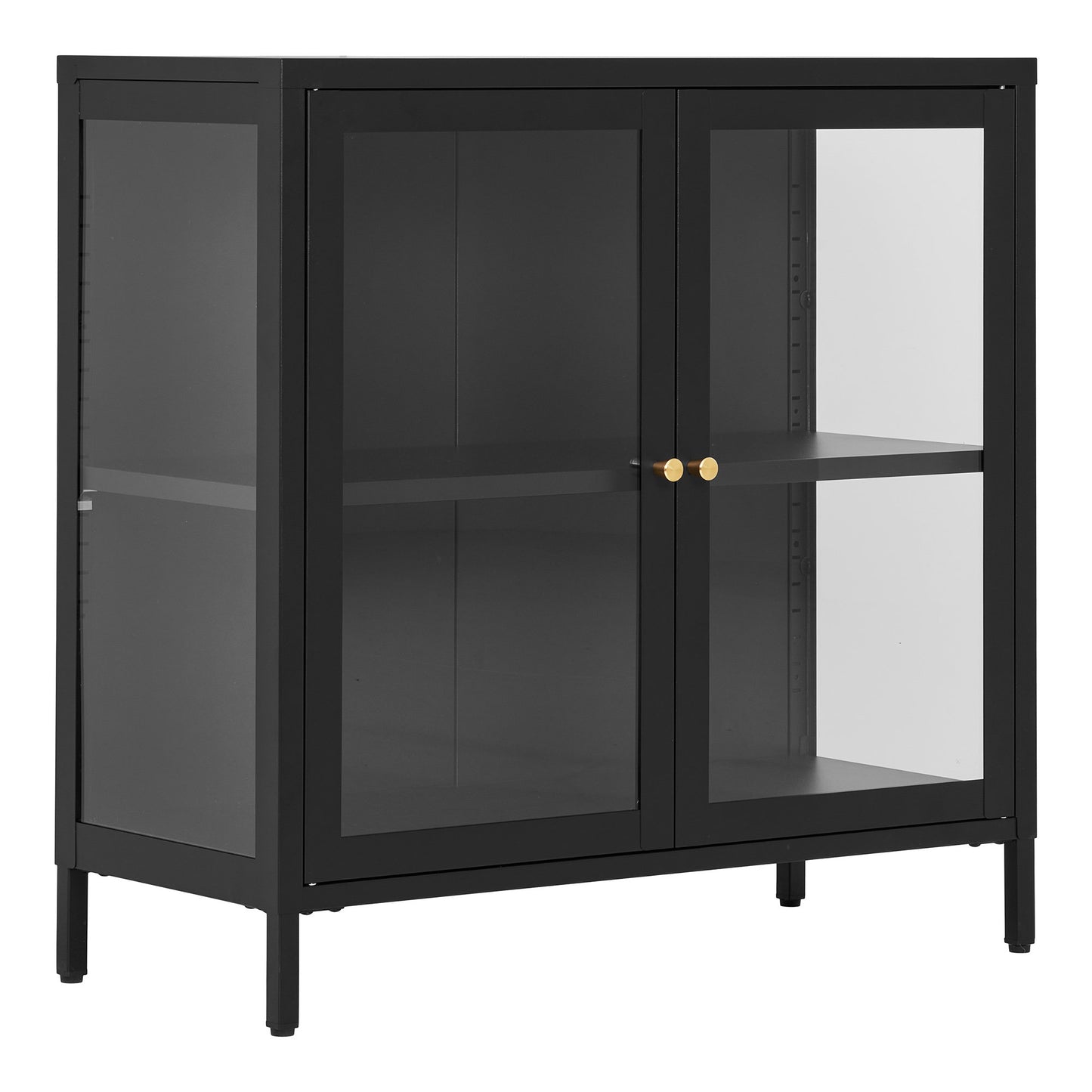 Dalby Black Steel Cabinet with 2 Glass Doors — 80 × 35 × 80 cm