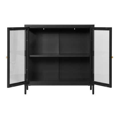 Dalby Black Steel Cabinet with 2 Glass Doors — 80 × 35 × 80 cm