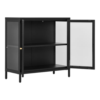 Dalby Black Steel Cabinet with 2 Glass Doors — 80 × 35 × 80 cm