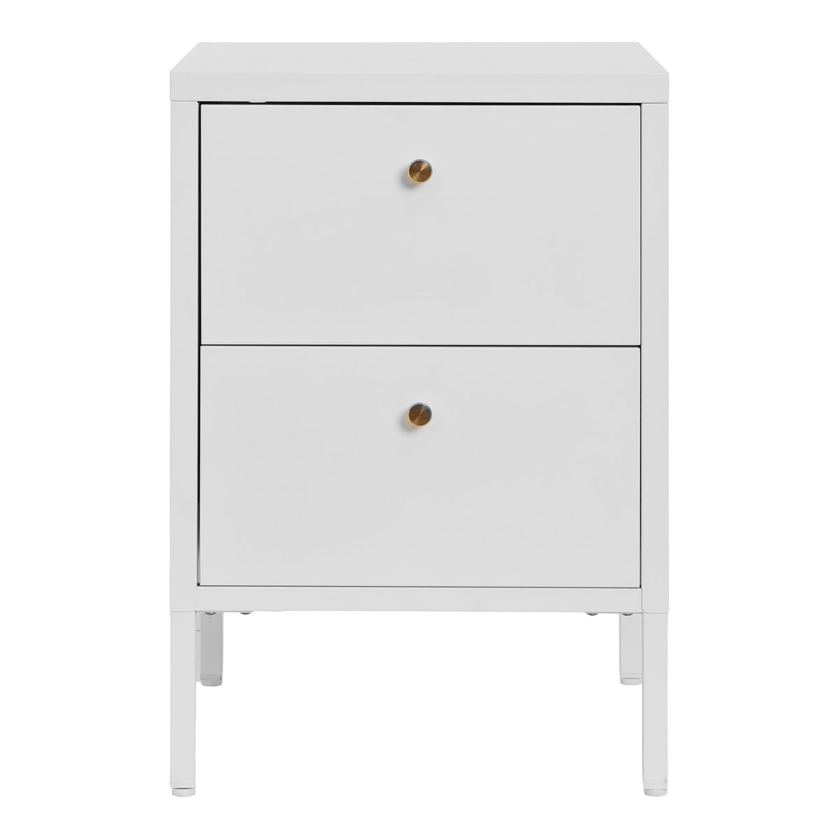 Cómoda Dalby em Aço Branco com 2 Gavetas — 40 × 40 × 59,5 cm