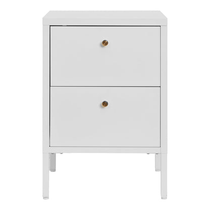 Cómoda Dalby em Aço Branco com 2 Gavetas — 40 × 40 × 59,5 cm