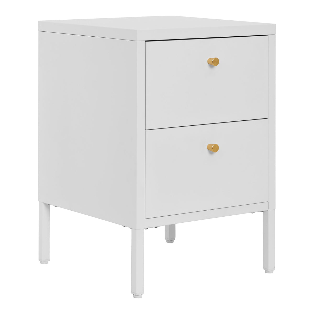 Cómoda Dalby em Aço Branco com 2 Gavetas — 40 × 40 × 59,5 cm