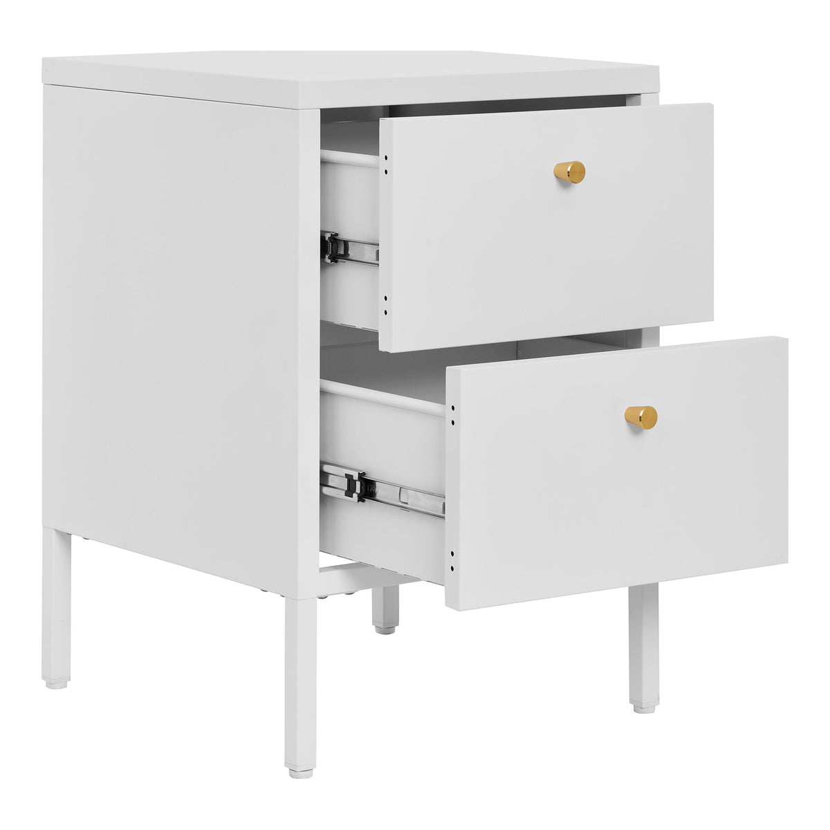 Cómoda Dalby em Aço Branco com 2 Gavetas — 40 × 40 × 59,5 cm