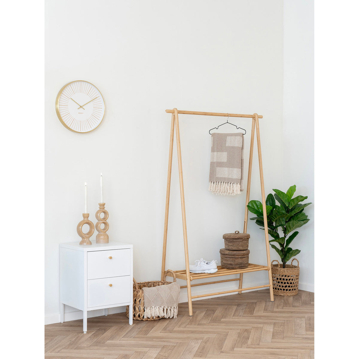 Cómoda Dalby em Aço Branco com 2 Gavetas — 40 × 40 × 59,5 cm