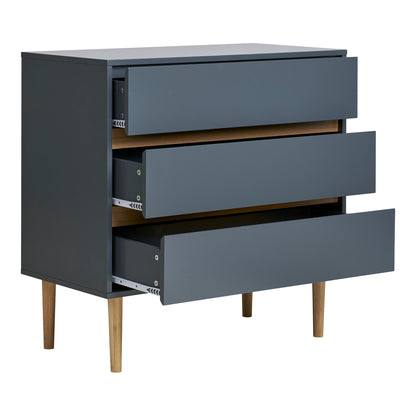 Cómoda Bisley com 3 Gavetas, Cinzento-Escuro — 80 × 40 × 80 cm