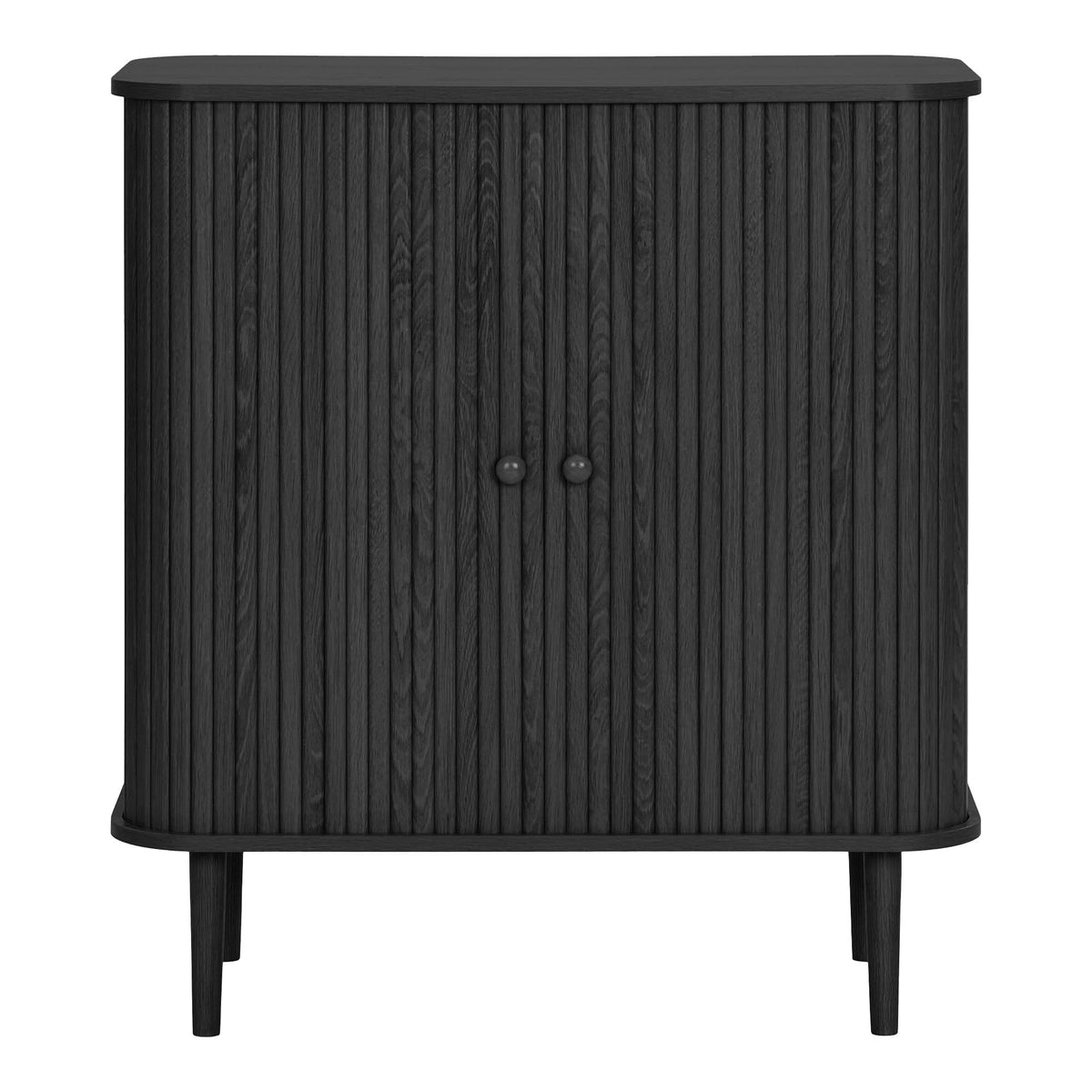 Aparador Nikko de Duas Portas em Ripas Curvas, Preto — 80 × 40 × 87 cm