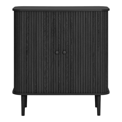 Aparador Nikko de Duas Portas em Ripas Curvas, Preto — 80 × 40 × 87 cm