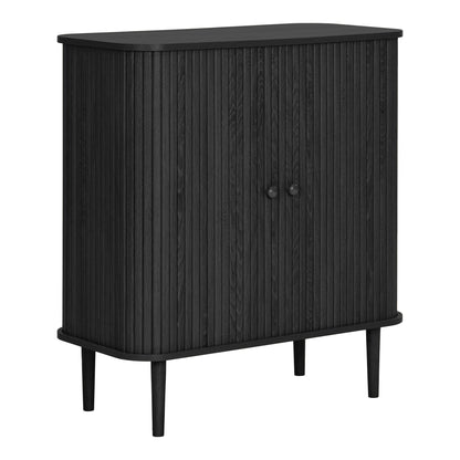 Aparador Nikko de Duas Portas em Ripas Curvas, Preto — 80 × 40 × 87 cm