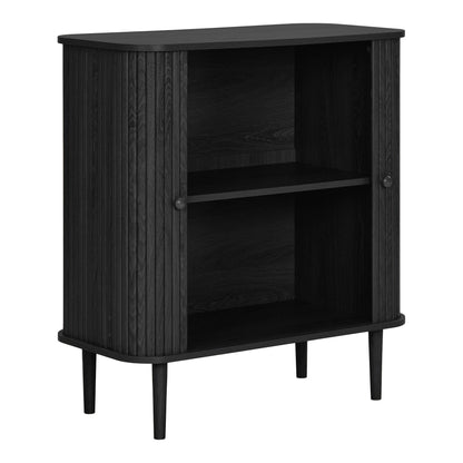 Aparador Nikko de Duas Portas em Ripas Curvas, Preto — 80 × 40 × 87 cm