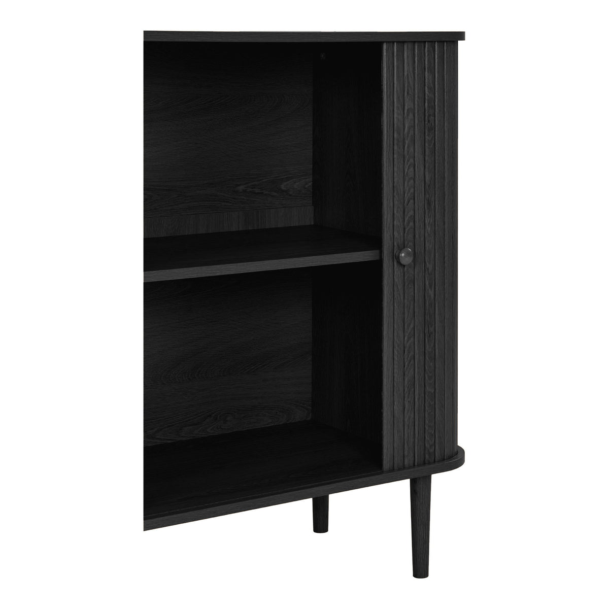 Aparador Nikko de Duas Portas em Ripas Curvas, Preto — 80 × 40 × 87 cm