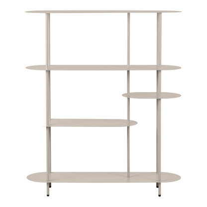 Rieti Asymmetrical Metal Sand Bookshelf, 5 Shelves — 118 × 31 × 139 cm
