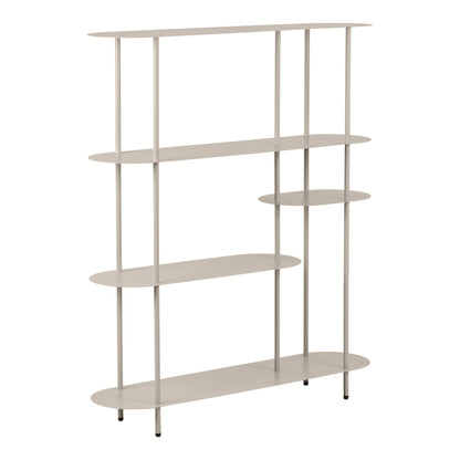 Rieti Asymmetrical Metal Sand Bookshelf, 5 Shelves — 118 × 31 × 139 cm