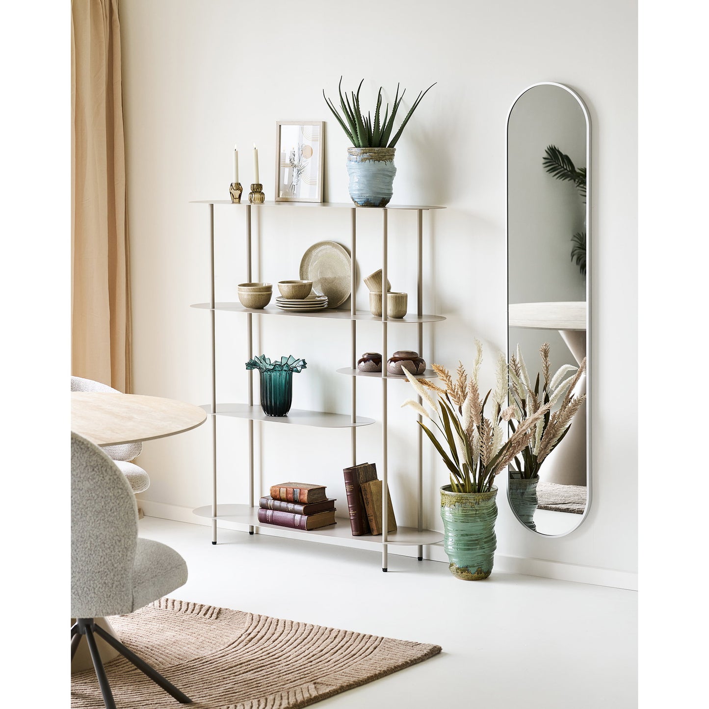 Rieti Asymmetrical Metal Sand Bookshelf, 5 Shelves — 118 × 31 × 139 cm
