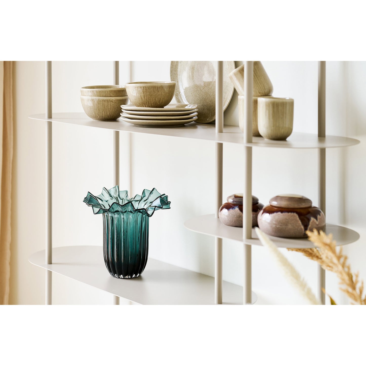 Rieti Asymmetrical Metal Sand Bookshelf, 5 Shelves — 118 × 31 × 139 cm