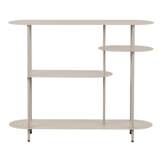 Estante Rieti Assimétrica em Metal Areia, 4 Prateleiras — 118 × 31 × 97 cm