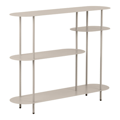 Rieti Asymmetrical Metal Sand Bookshelf, 4 Shelves — 118 × 31 × 97 cm