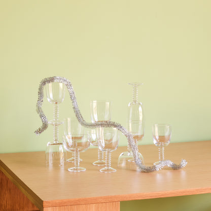 Conjunto de 6 Copos de Vinho Tinto Clink em Vidro Soprado à Boca, Transparente — Ø 9 × 17 cm