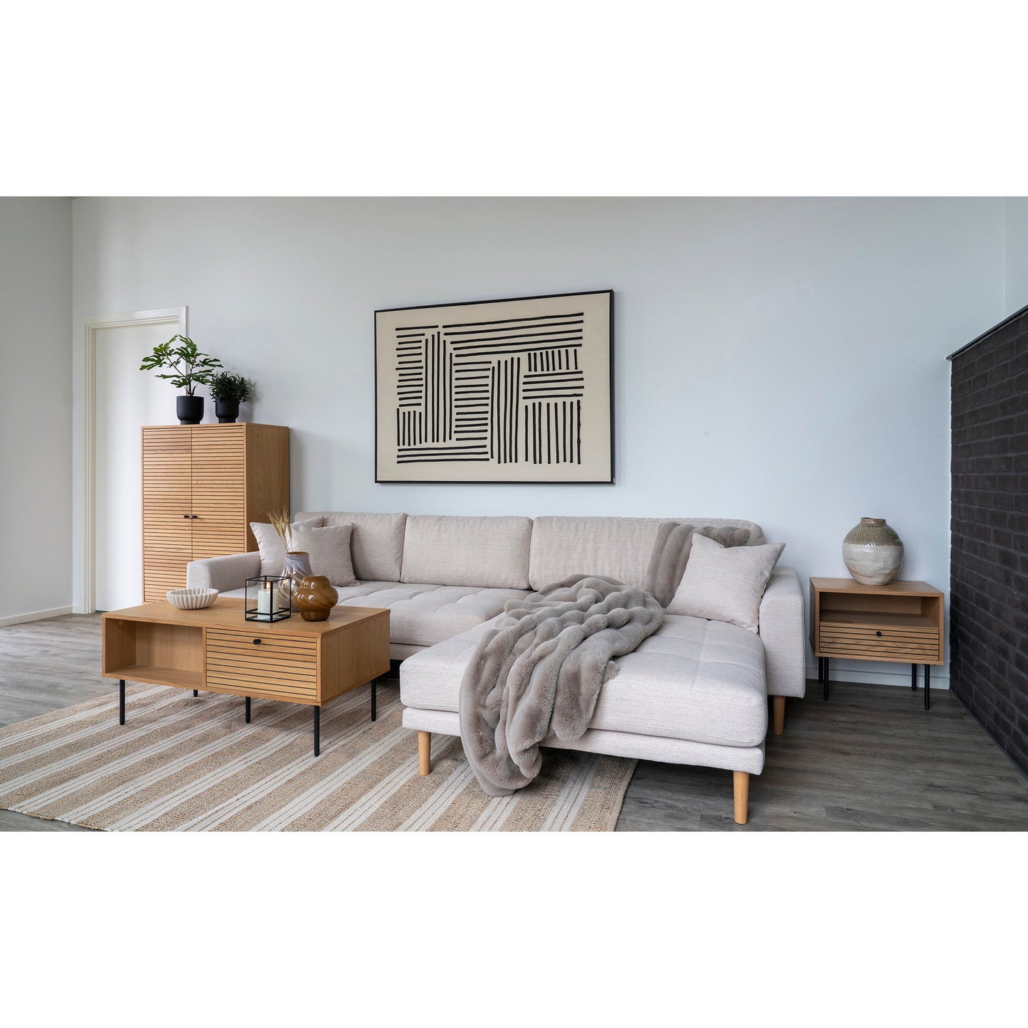 Almofada Galena em Pelo Sintético Cinzento — 45 × 45 cm