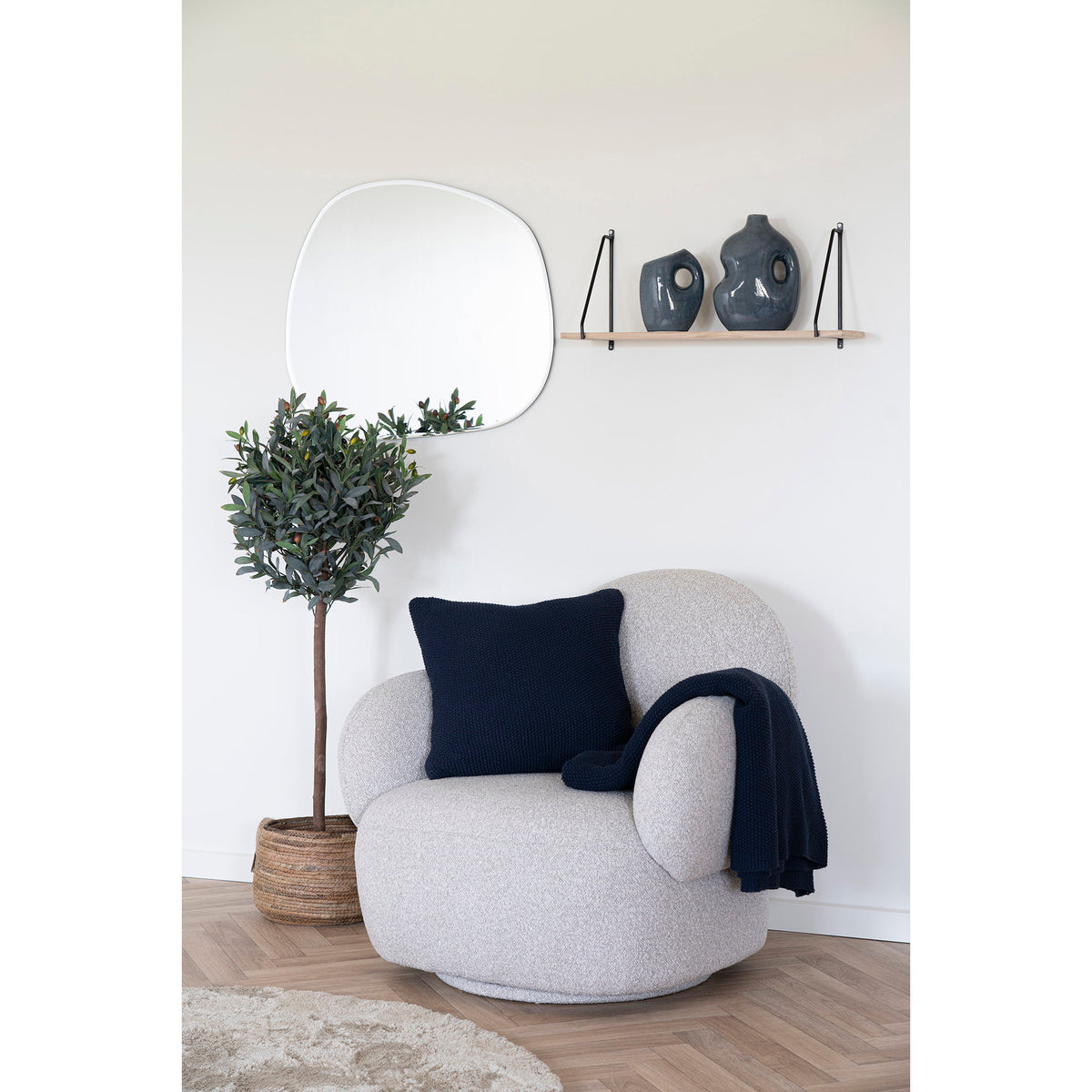 Almofada Santos em Algodão Reciclado, Azul-Escuro — 45 × 45 cm