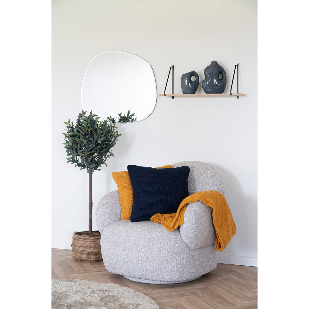 Almofada Santos em Algodão Reciclado, Azul-Escuro — 45 × 45 cm