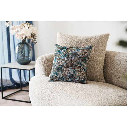 Almofada Blossom em Mistura de Azul e Castanho — 45 × 45 cm