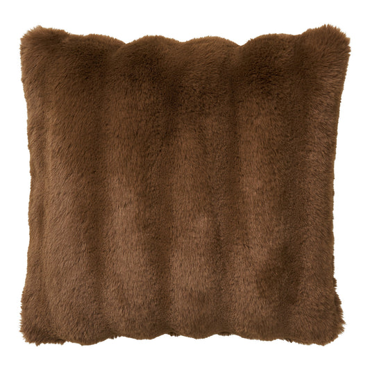 Almofada Galena em Pelo Sintético Castanho — 45 × 45 cm