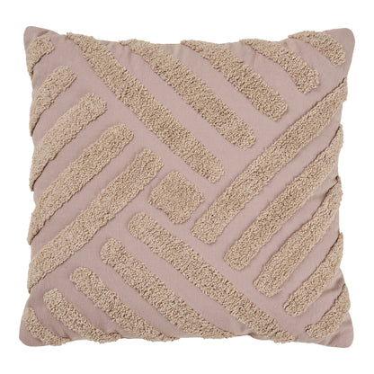 Almofada Albany em Algodão com Relevo Tufado, Areia Escura — 45 × 45 cm
