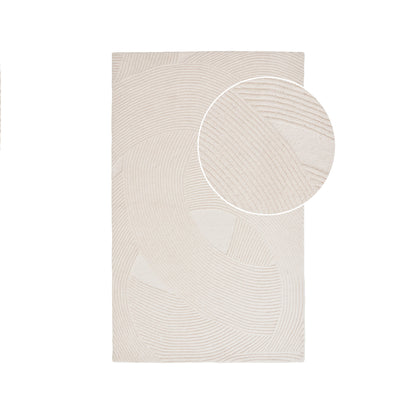 Tapete Pune Tufado à Mão em Lã, Marfim — 160 × 230 cm