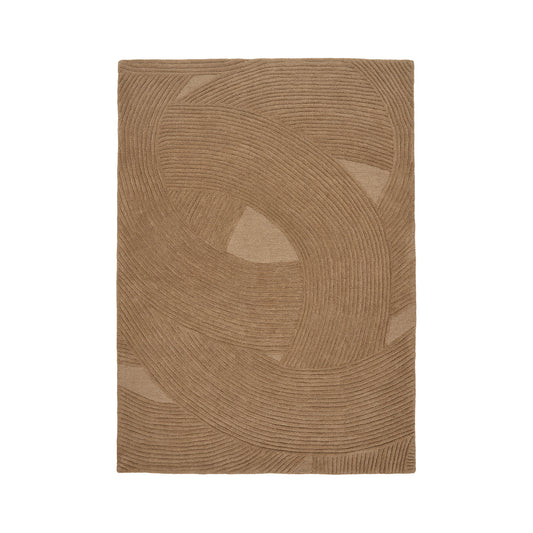 Tapete Pune em Lã Tufada à Mão, Castanho — 160 × 230 cm