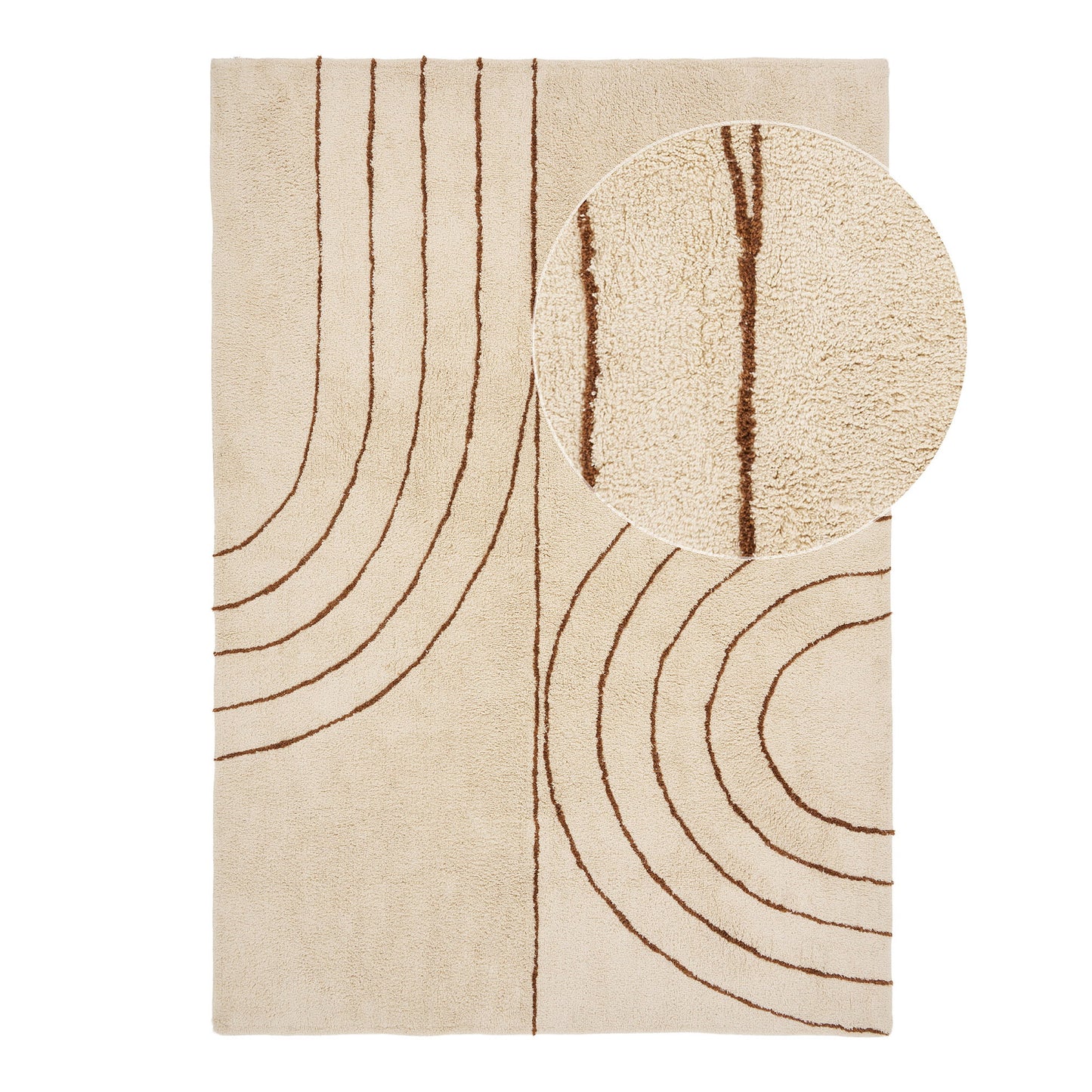 Tampa Cotton Rug with Raised Arches, Beige — 200 × 300 cm