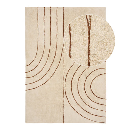 Tampa Cotton Rug with Raised Arches, Beige — 200 × 300 cm