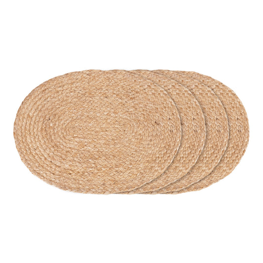Conjunto de 4 Individuais Bombay em Juta Trançada, Oval 35 × 45 cm