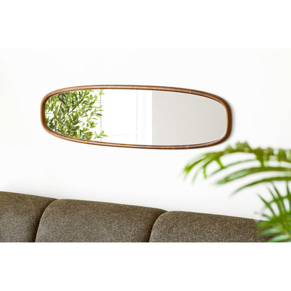 Espelho Luxon Oval com Moldura em Aspecto de Madeira — 40 × 150 cm