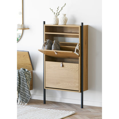 Boat Shoe Cabinet with Oak Effect — 62 × 26 × 118 cm