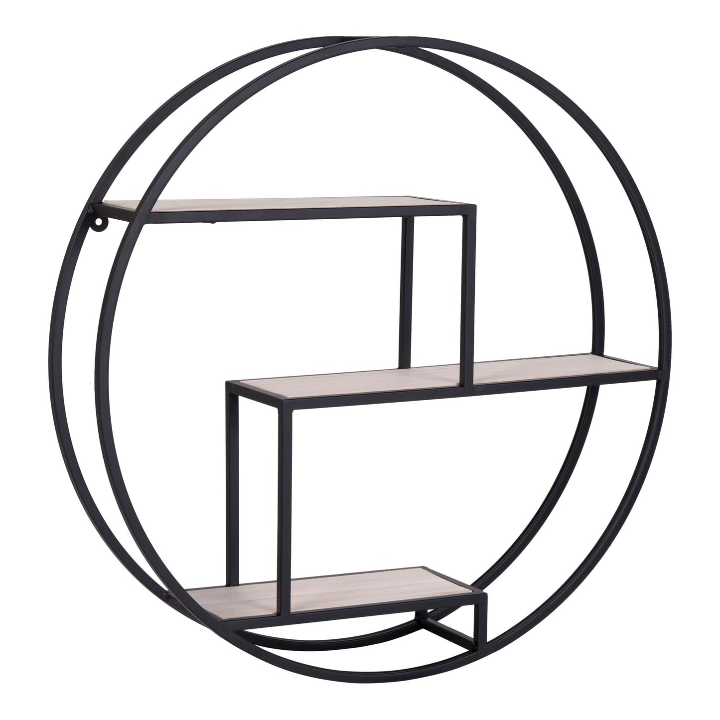Prateleira de Parede Rotterdam Redonda, Estrutura Preta Ø 62 cm