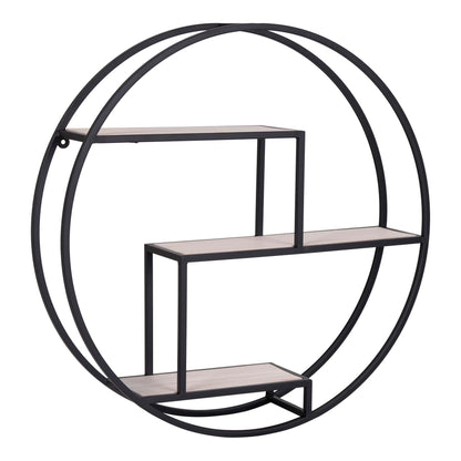 Prateleira de Parede Rotterdam Redonda, Estrutura Preta Ø 62 cm