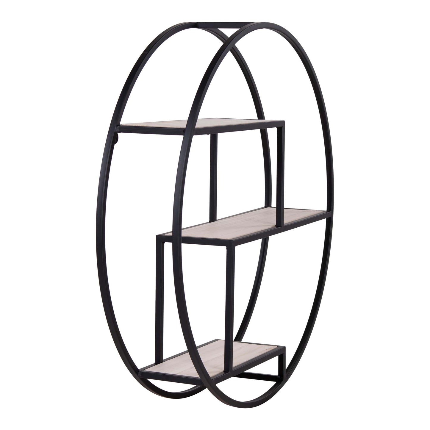 Prateleira de Parede Rotterdam Redonda, Estrutura Preta Ø 62 cm