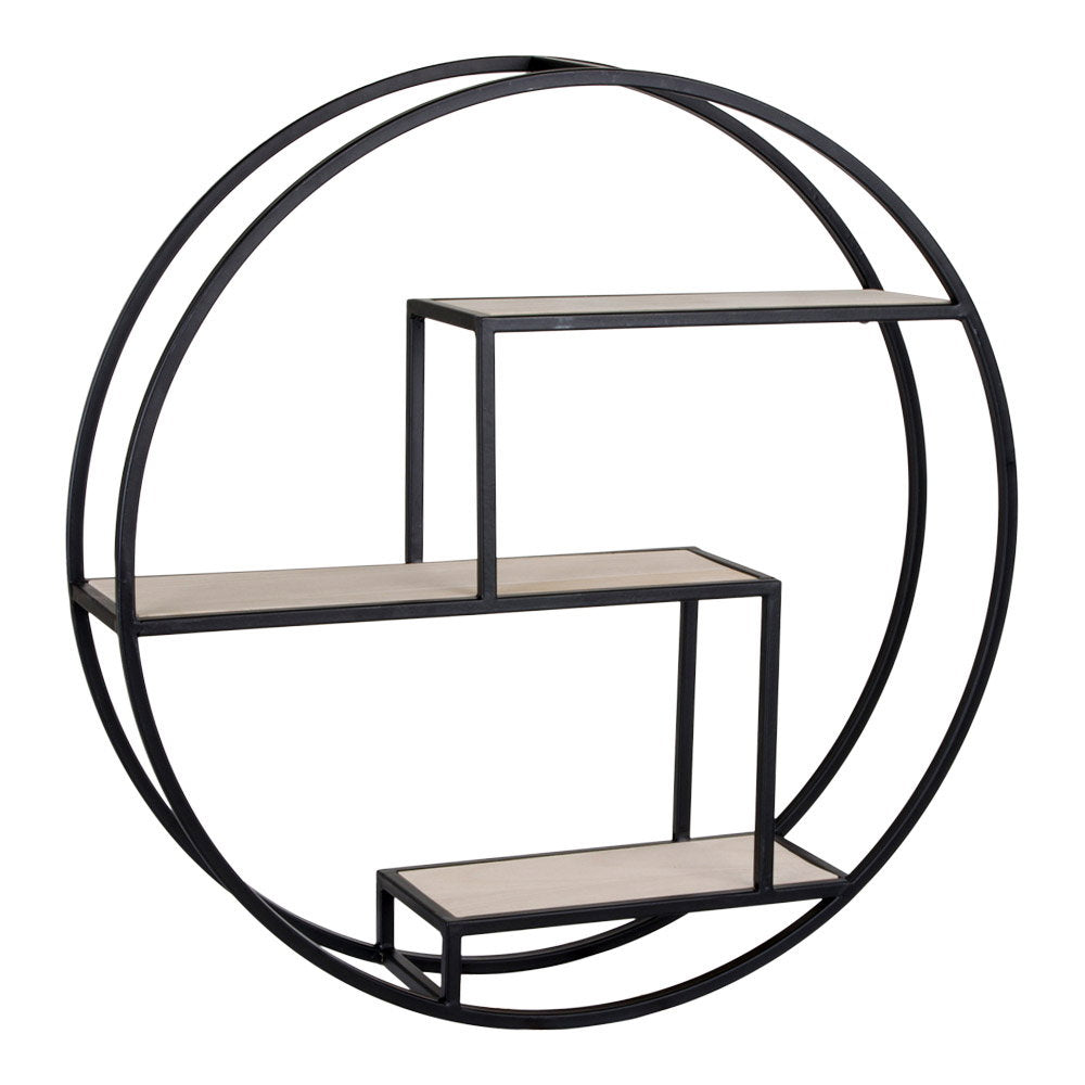 Prateleira de Parede Rotterdam Redonda, Estrutura Preta Ø 62 cm