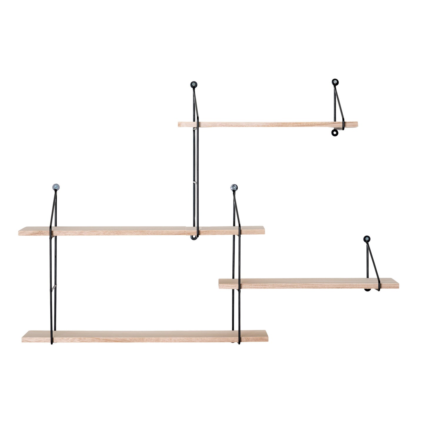 Harlem Wall Shelf in Paulownia and Black Steel, 4 Levels — 99 × 17.5 × 62 cm