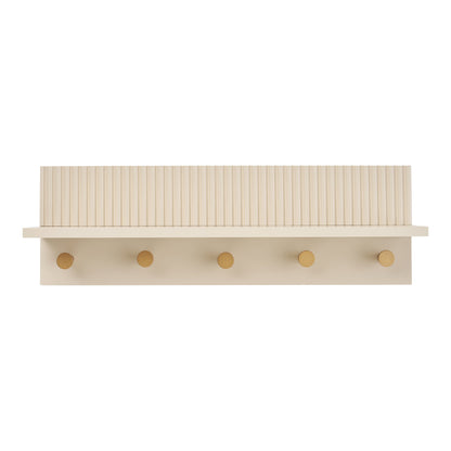 Prateleira de Parede Rocca com Ganchos, Bege — 50 × 12 × 16 cm