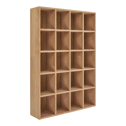 Moss Grid Shelf in Natural Pine, 20 Cubbies — 44 × 10 × 63 cm