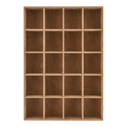 Moss Grid Shelf in Natural Pine, 20 Cubbies — 44 × 10 × 63 cm
