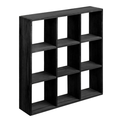 Prateleira-Grelha Moss em Pinho Preto, 9 Nichos — 46 × 10 × 46 cm