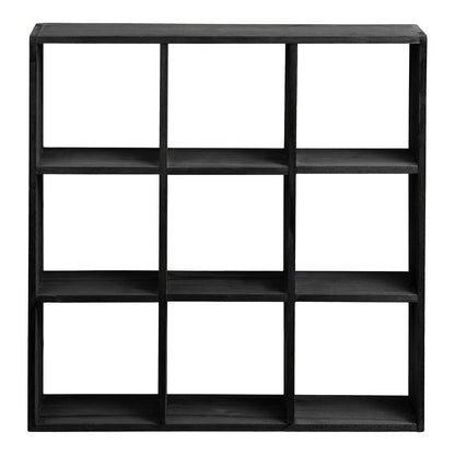 Prateleira-Grelha Moss em Pinho Preto, 9 Nichos — 46 × 10 × 46 cm